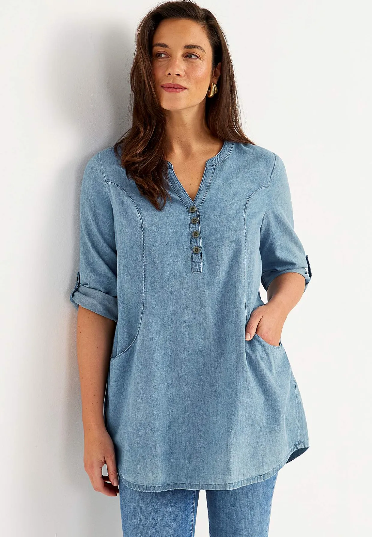 Denimtunika taskuilla