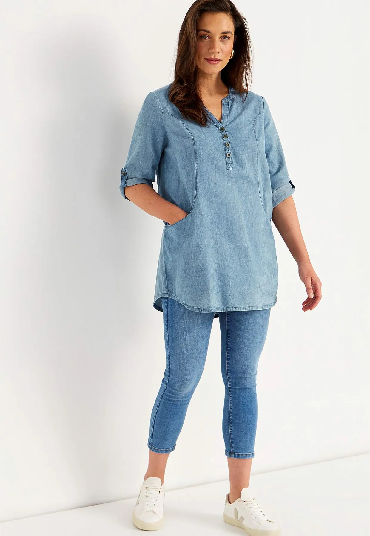 Denimtunika taskuilla