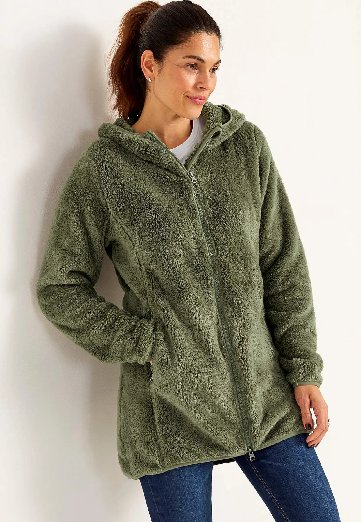 Kodikas fleece-takki hupulla