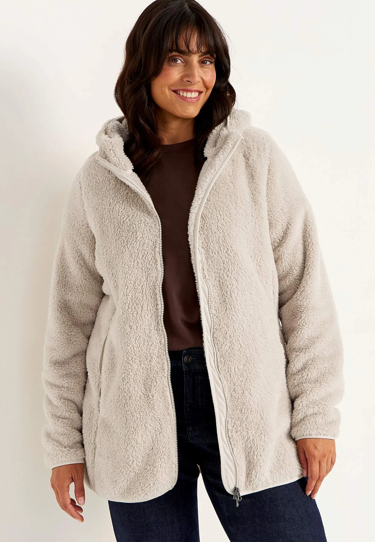 Kodikas fleece-takki hupulla