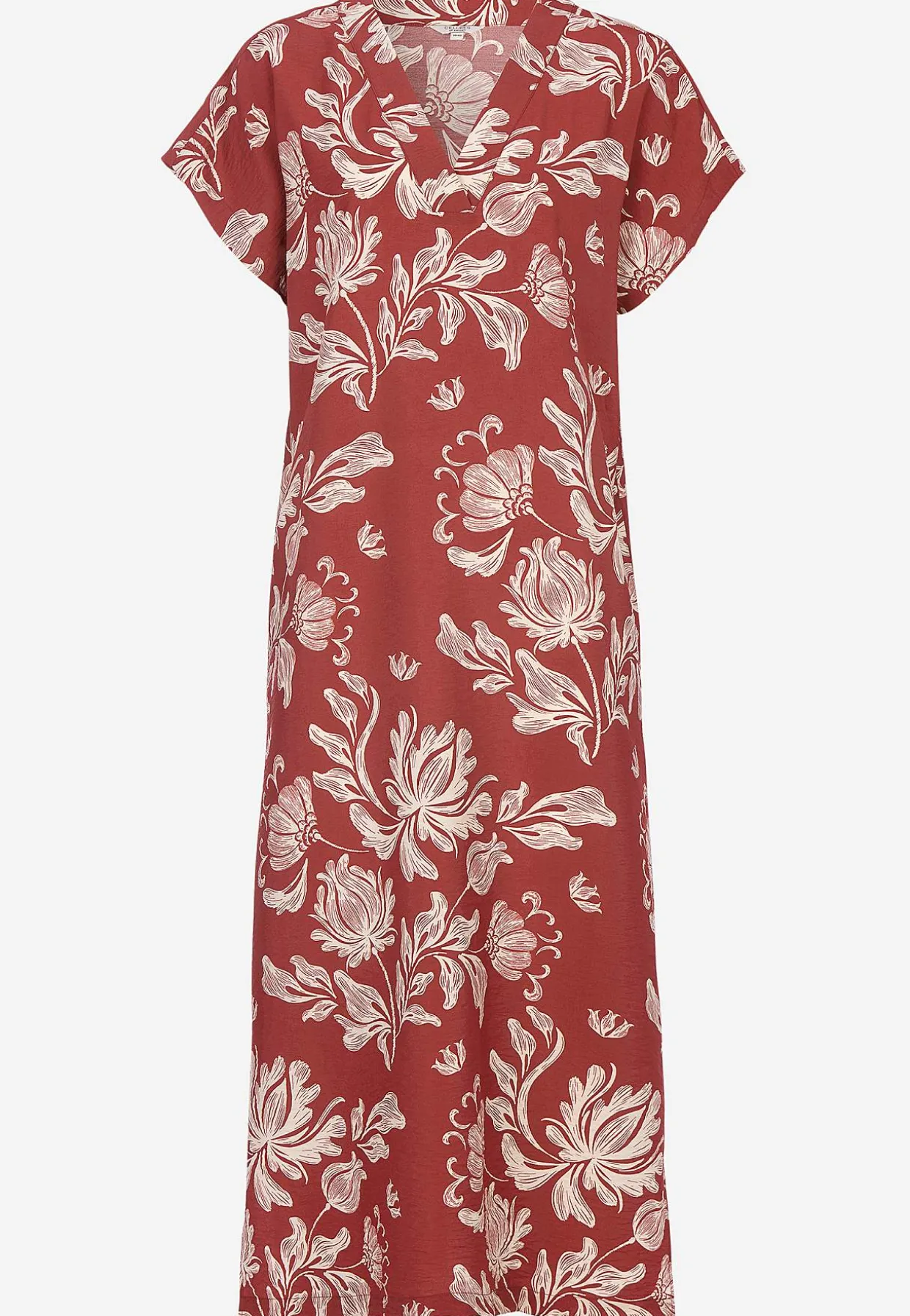 Kuviollinen mekko taskuilla