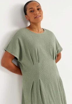 Mekko rypytetystä puuvillajersey-kankaasta