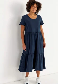 Mekko rypytetystä puuvillajersey-kankaasta