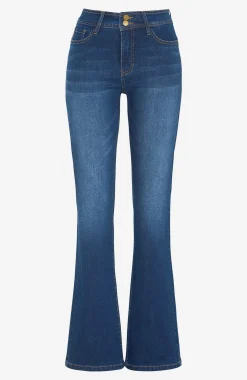 Muotoilevat farkut bootcut-lahkeella ja joustolla