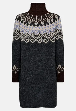 Neulottu mekko jacquard-kuviolla