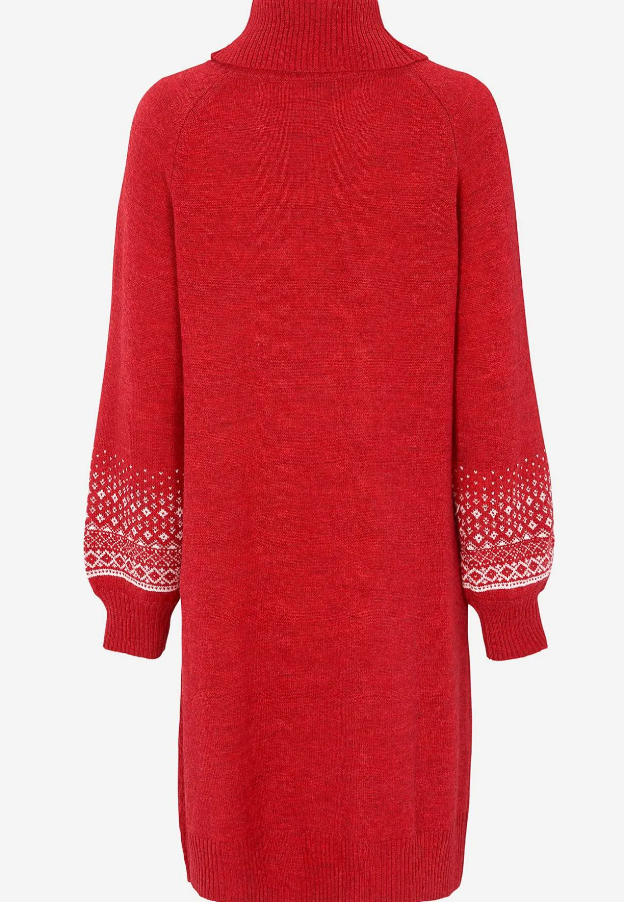 Neulottu mekko jacquard-kuvioisilla hihoilla