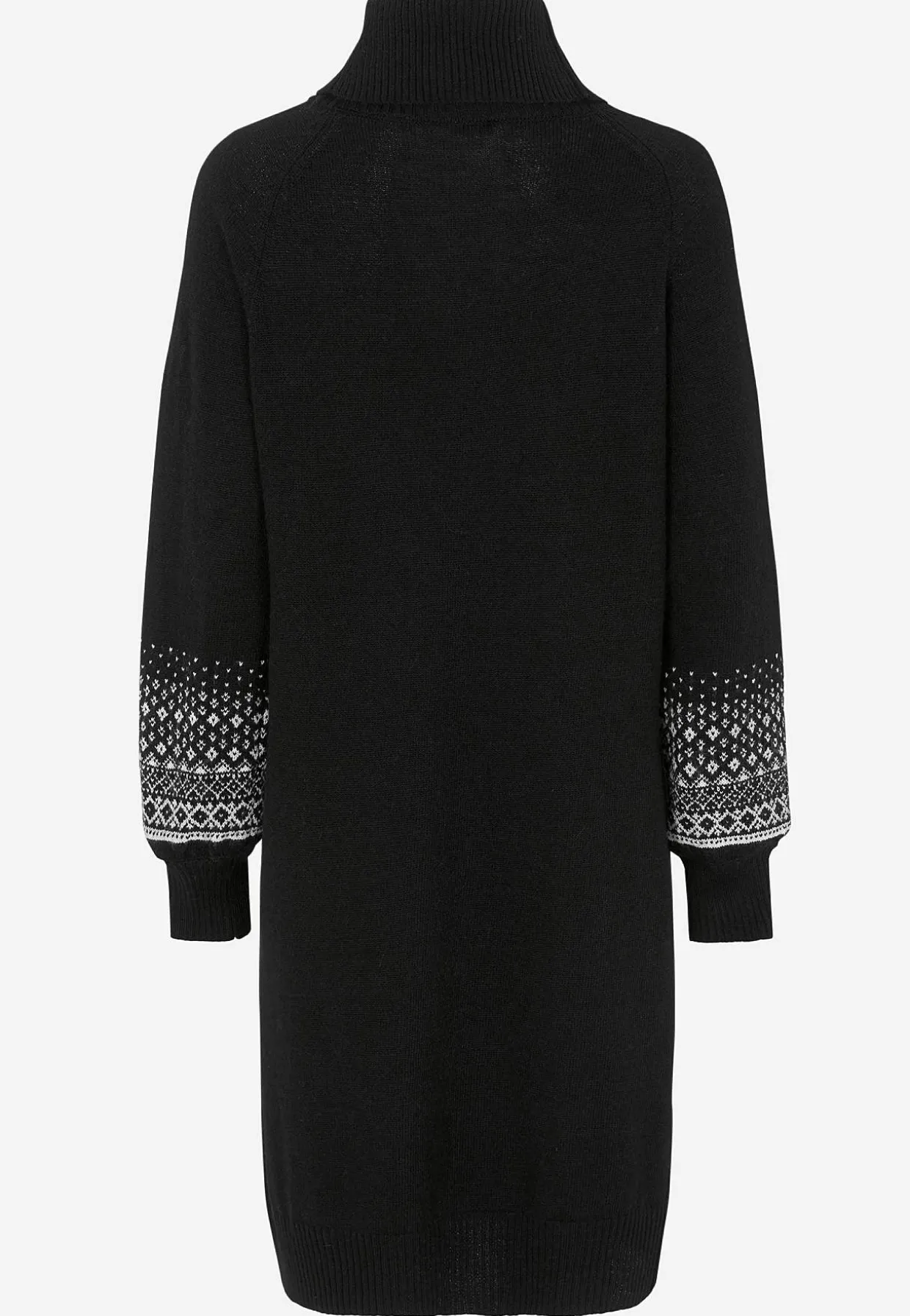 Neulottu mekko jacquard-kuvioisilla hihoilla