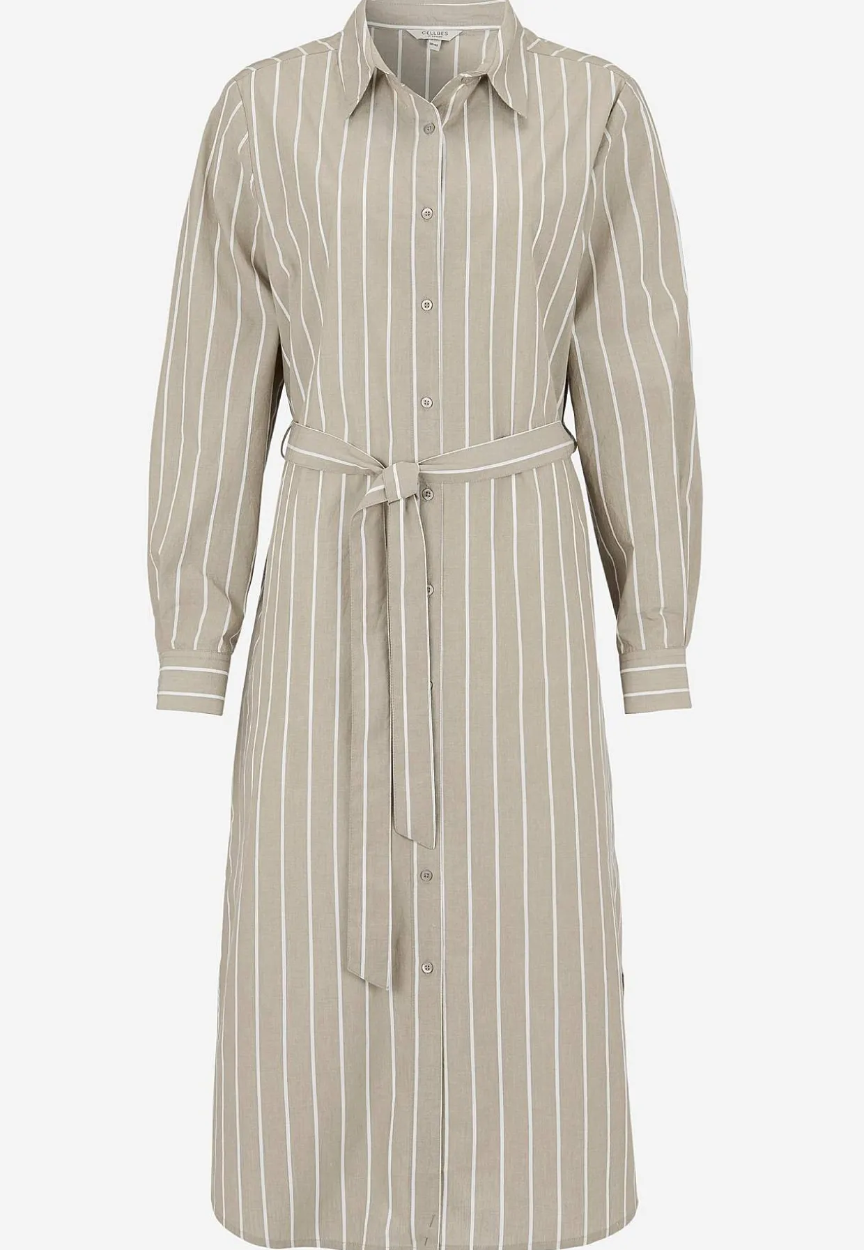 Raidallinen mekko taskuilla
